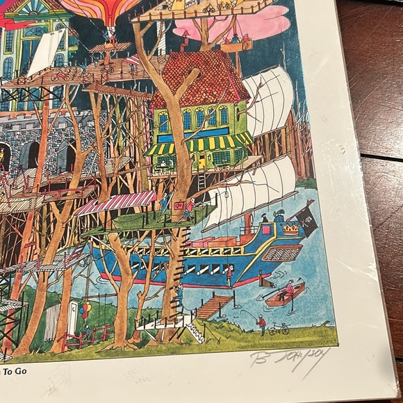 Bruce Johnson "A Special Place To Go" Print with Tree House, Pirate Ship, Castle - Picture 11 of 13